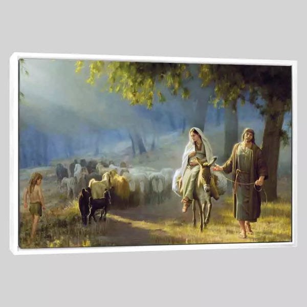 Quadro Religioso A Caminho De Belém 95x63 Moldura Branca - 1