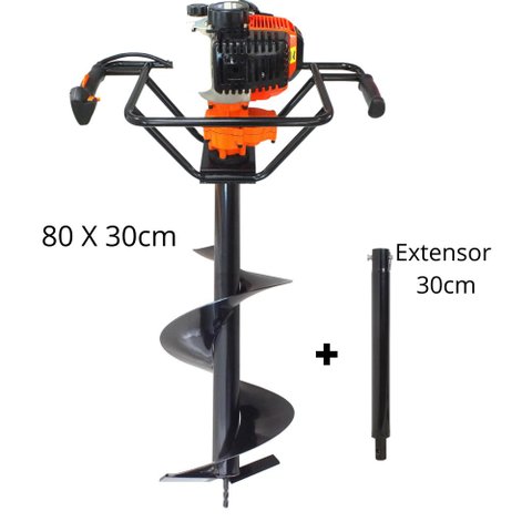 Perfurador de Solo Vulcan VPS520 Para o Plantio na Agricultura Com Broca 80x30cm + Extensor de 30cm