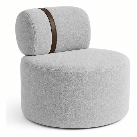 Poltrona Orgânica Moderna Decorativa para Sala Bouclé:Bouclé Cinza