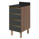 Ver imagem 1 de Balcão com Tampo 4 Gavetas MDF 40 cm Kali 1641022 Carvalho Toq Chumbo Nicioli
