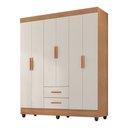 Ver imagem 1 de Guarda Roupa Roupeiro Casal 6 Portas 2 Gavetas Lite Freijó Off White Móveis Leão