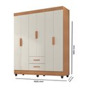 Ver imagem 2 de Guarda Roupa Roupeiro Casal 6 Portas 2 Gavetas Lite Freijó Off White Móveis Leão