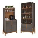 Ver imagem 1 de Sala de Jantar Cristaleira e Aparador Cantinho do Café Lizz Cinza Pérola Cedro Casa D