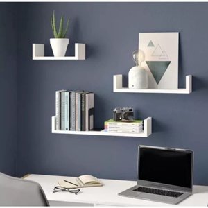 Kit 3 Nicho Prateleira U 20/30/40 Branco Mdf Decorativo Livros Sala Quarto Cozinha