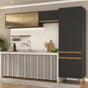 Ver imagem 1 de Armário Cozinha Modulada Compacta com Vidros 302cm 3 Peças Veneza Multimóveis Mp2299