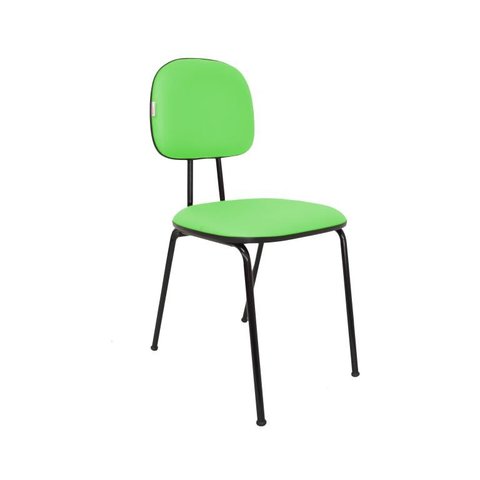 Cadeira Fixa Secretaria Polo - Couro Sintetico Corano - Verde