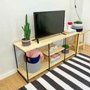 Ver imagem 2 de Rack de Tv Industrial de Ferro 1,20m Natural e Preto