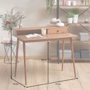 Ver imagem 3 de Mesa Escrivaninha Madeira 1 Gaveta Nicho Integrado Malina Castanho Verniz