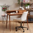 Ver mais imagens de Mesa Escrivaninha Madeira 1 Gaveta Nicho Integrado Malina Castanho Verniz