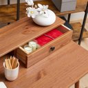 Ver imagem 7 de Mesa Escrivaninha Madeira 1 Gaveta Nicho Integrado Malina Castanho Verniz