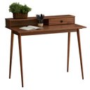 Ver imagem 4 de Mesa Escrivaninha Madeira 1 Gaveta Nicho Integrado Malina Castanho Verniz