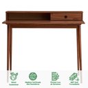 Ver imagem 2 de Mesa Escrivaninha Madeira 1 Gaveta Nicho Integrado Malina Castanho Verniz