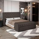 Ver mais imagens de Cabeceira e Calçadeira Báu King Size Atena 195cm Capitonê Linho Cacau - Desk Design