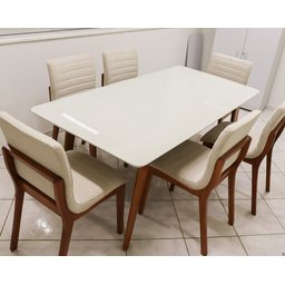 Sala de Jantar Completa com 6 Cadeiras Madeira Maciça 2,0x1,0 metros - Petra - Art Salas - 1
