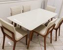 Ver imagem 1 de Sala de Jantar Completa com 6 Cadeiras Madeira Maciça 2,0x1,0 metros - Petra - Art Salas