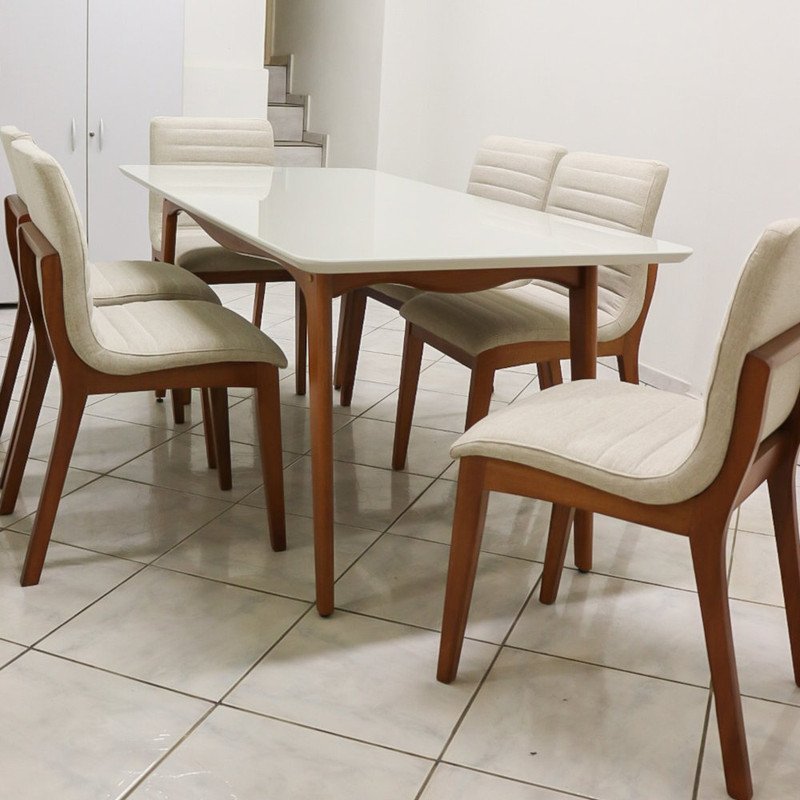Sala de Jantar Completa com 6 Cadeiras Madeira Maciça 2,0x1,0 metros - Petra - Art Salas - 3
