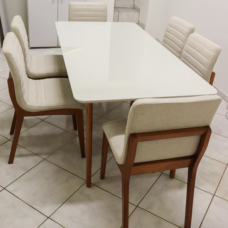 Sala de Jantar Completa com 6 Cadeiras Madeira Maciça 2,0x1,0 metros - Petra - Art Salas - 2