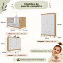 Ver imagem 7 de Quarto de Bebê Completo com Berço Americano 3 em 1/Guarda-Roupa/Cômoda Flor Multimóveis MP4939