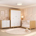 Ver imagem 1 de Quarto de Bebê Completo com Berço Americano 3 em 1/Guarda-Roupa/Cômoda Flor Multimóveis MP4939