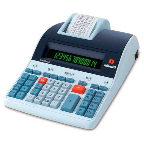 Calculadora com Bobina Comercial Olivetti 804 Logos 14 digitos Impressão Térmica - 1
