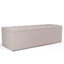 Ver imagem 4 de Kit Cabeceira Cama Box Casal King 195cm com Calçadeira Baú Dália W01 Linho Cru - Lyam