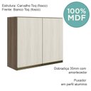 Ver imagem 4 de Armario Aereo 2 Portas Mdf 80 Cm Kali 12211 Carvalho Toq Bianco Toq Nicioli