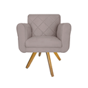 Ver imagem 1 de Poltrona Decorativa Com Base Giratória De Madeira Quarto Isabella Suede Rosê - LM DECOR