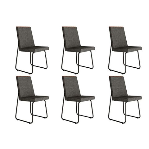 Cadeira Sala de Jantar Lira 1752 Kit 6 Uni Preto/grafite - Preto - Carraro