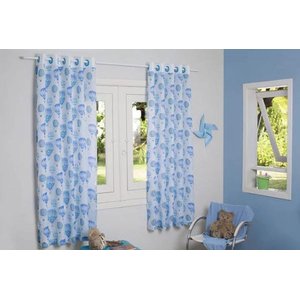 CORTINA DUALTEX VOIL INFANTIL BALÃO AZUL 280x180 CM PARA QUARTO
