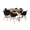 Ver imagem 2 de Mesa Jantar Industrial Canela Retangular 137x90cm Base V Ferro Preto com 6 Poltronas Eames Eiffel Pr