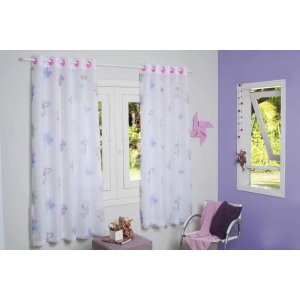 Cortina Dia A Dia Voil Infantil Borboleta com Blackout 260x180 cm para Quarto