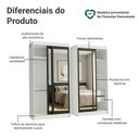 Ver imagem 4 de Conjunto 2 Guarda-Roupas 4 Portas de Correr com 4 Espelhos Branco/Preto Tokio Madesa