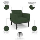 Ver imagem 5 de Sofá Namoradeira e 1 Poltrona Base Madeira Preto Ana Veludo Verde - Ibiza
