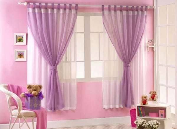 CORTINA DE VOIL DUALTEX INFANTIL GIULIA ROSA 280x180 CM PARA QUARTO - 1