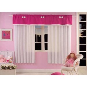 CORTINA DE VOIL COM FORRO DUALTEX INFANTIL BIA 280x180 CM PARA QUARTO COM LAÇO