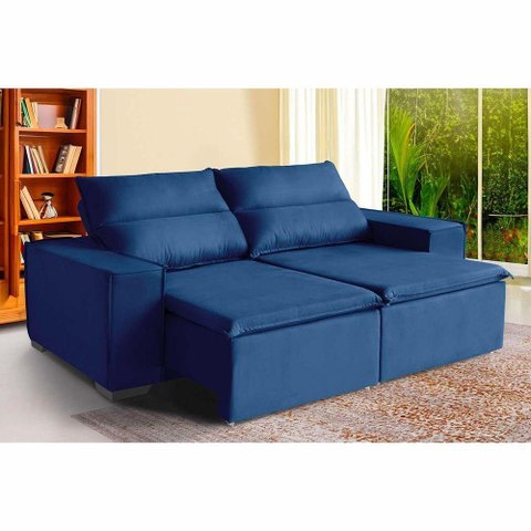 Sofá Paris 2 Lugares 1,60cm Retrátil e Reclinável - de Casa Décor e Estofados Azul