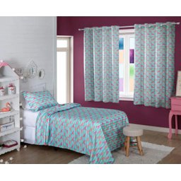 CORTINA INFANTIL ESTAMPADA FLAMINGO ROSA 280x180 CM - 1
