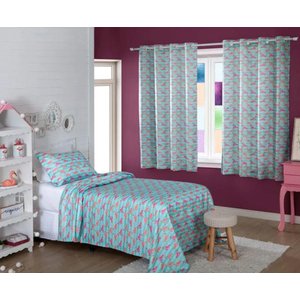 CORTINA INFANTIL ESTAMPADA FLAMINGO ROSA 280x180 CM