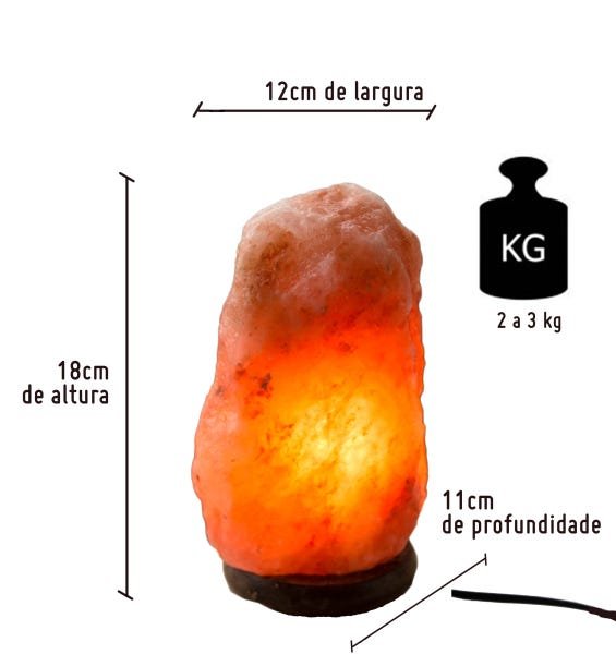 Luminária de Sal Rosa do Himalaia - 2 A 3kg - 110V - 6