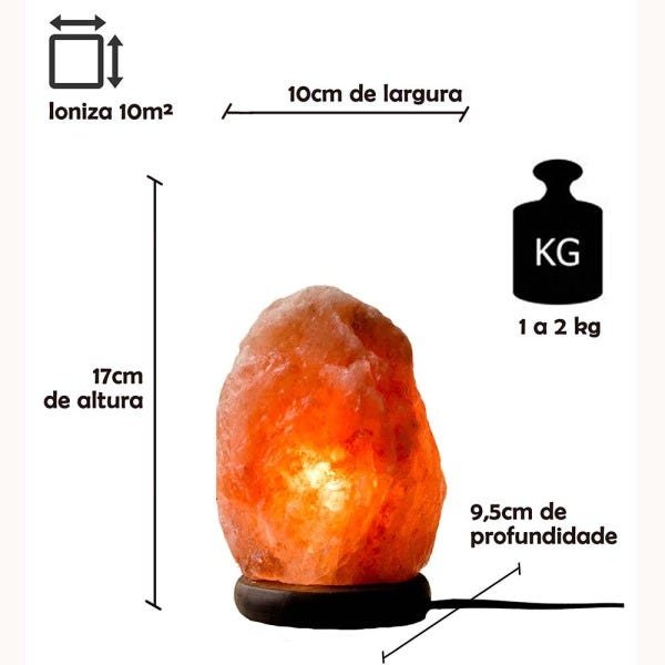 Luminária de Sal Rosa do Himalaia - 1 a 2kg - 110v - 2