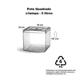 Pote Quadrado Cristal 5 Litros - 2