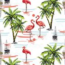 Ver imagem 1 de Papel de Parede Temático Flamingos e Fundo Branco - 3,00x0,5m