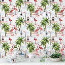 Ver imagem 2 de Papel de Parede Temático Flamingos e Fundo Branco - 3,00x0,5m