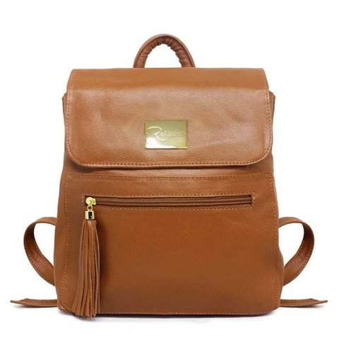 Mochila Feminina de Couro Michele – Caramelo