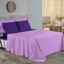 Ver imagem 1 de Jogo de Cama King Nobre 4 Peças Lençol com Elástico de 30cm de Altura Malha 100% Algodão - Lilá