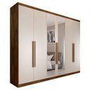 Ver imagem 2 de Guarda-Roupa Casal Madalena 6 Portas 4 Gavetas 100% MDF com Espelho Brauna/Off White - Panorama Móve