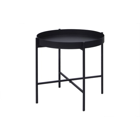 Mesa de Apoio Bandeja Sofá Cama Redonda 40x40cm Baixa Collie - Preto