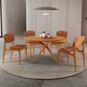 Ver imagem 1 de Sala de Jantar Mesa Ballare 135cm Tampo Laminado Redondo com 4 Cadeiras Malta