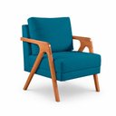 Ver imagem 2 de Kit 2 Poltronas Sala de Estar Maya Luxo Linho Azul M3 - Monari Design