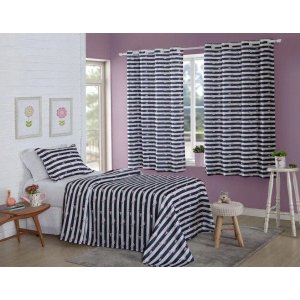 CORTINA INFANTIL ESTAMPADA FLAMINGO LISTRADO 280x180 CM